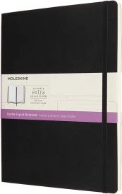 MOLESKINE , Classic Notebook, Pages Blanches et Lignées, Couverture Souple et Fermeture Elastique, Format XL 19X25 cm, Couleur Noire, 192 Pages
