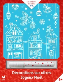Décorations sur vitres : Joyeux Noël (Pochette avec feutre sous blister + crochet)