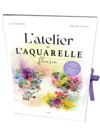 Pochette - L'atelier de l'aquarelle fleurie (1 livre et des feuilles papier aquarelle) : 1 livre de méthodes pour s'initier + 20 modèles inédits à peindre