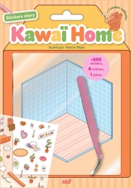 Sticker therapy - Kawaï home : 8 adorables scènes à compléter - 600 stickers et une pince inclus