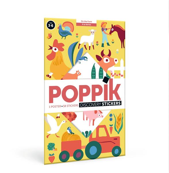 Couverture — Poppik, poster : à la ferme (1 poster + 58 stickers repositionnables)