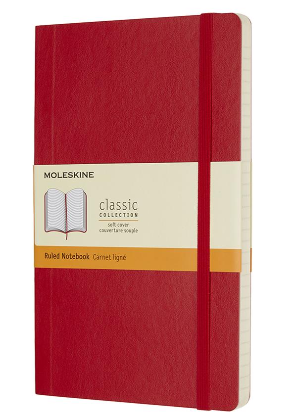 Moleskine Classic Notebook, Soft Cover, Large (5" x 8.25") Ruled/Lined, Scarlet Red, 192 pages