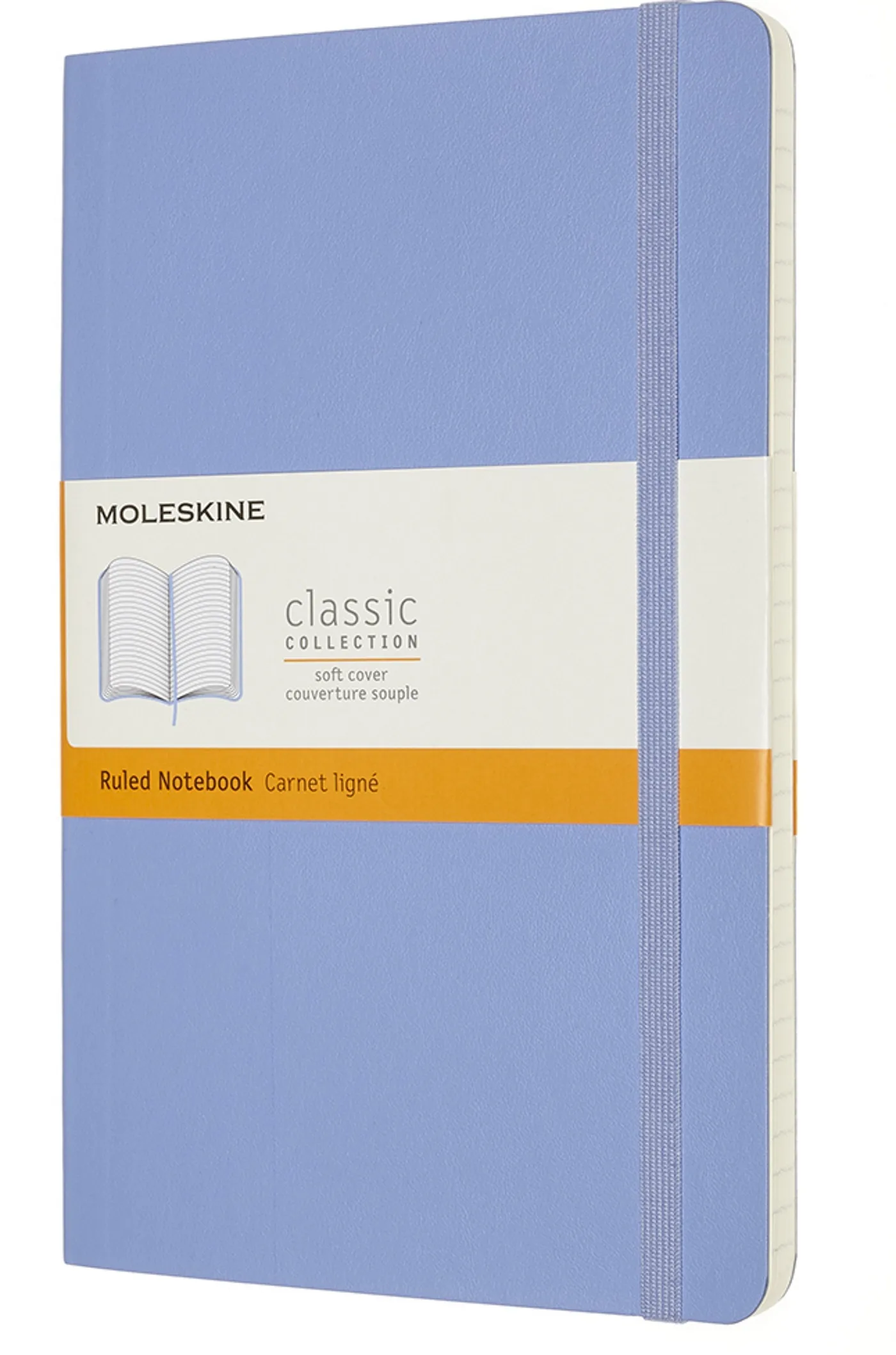 Couverture — Carnet ligne grand format bleu hortensia souple