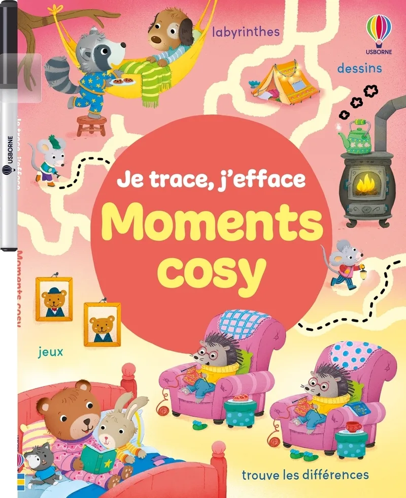 Couverture — Moments cosy - Je trace, j'efface - Dès 3 ans
