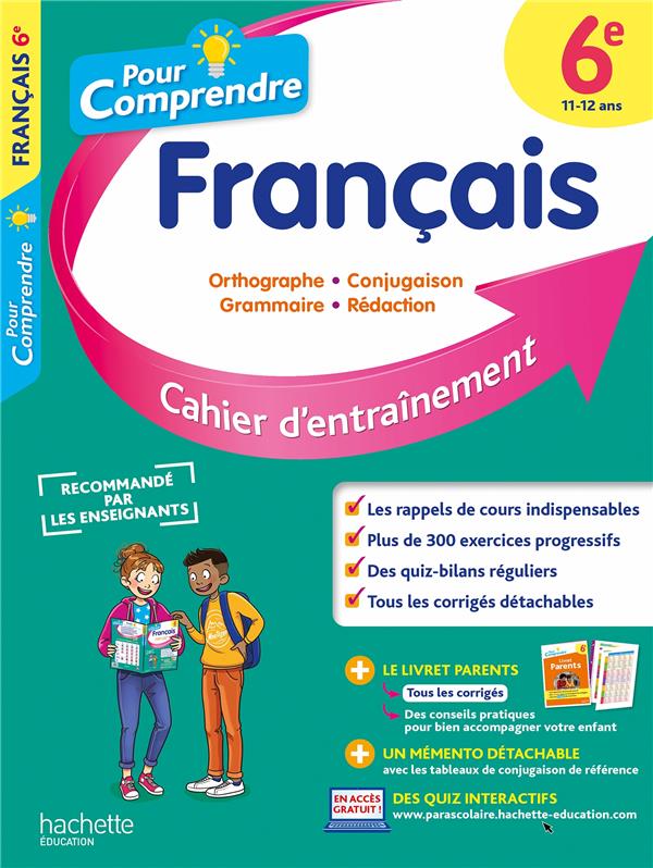 Couverture — Pour comprendre tout le français : 6e ; cahier d'entraînement