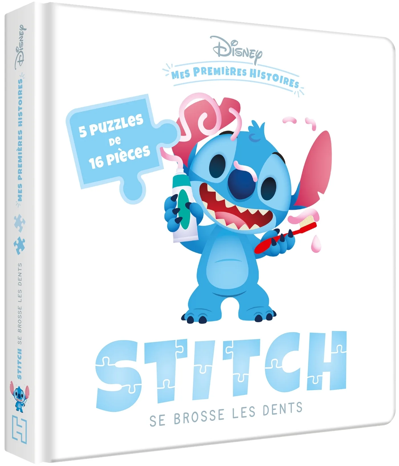 Couverture — DISNEY BABY - Mes Premières Histoires - Stitch se brosse les dents - 5 grands puzzles 16 pc