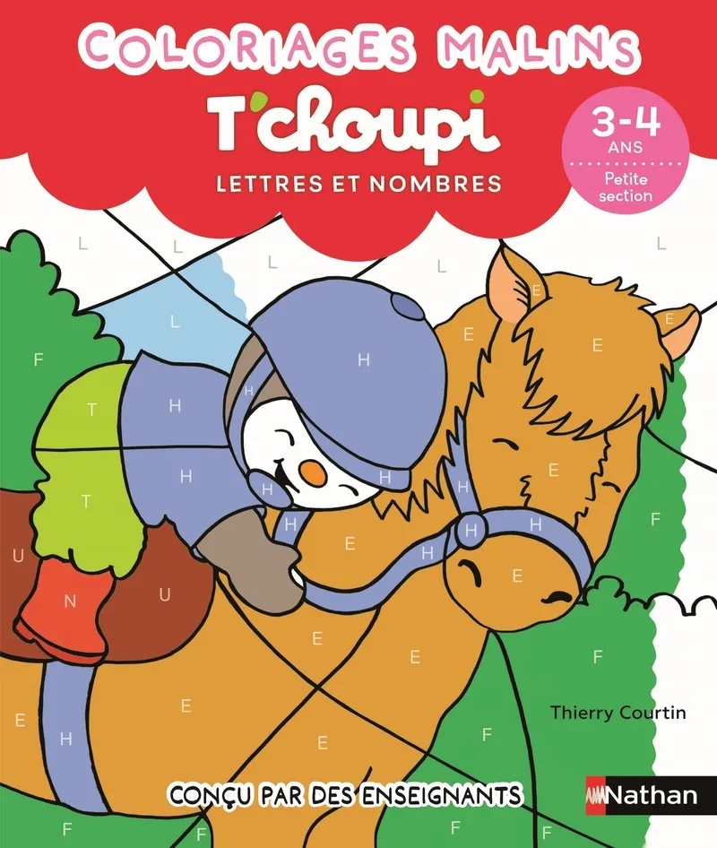 Couverture — T'choupi Lettres et nombres 3-4 ans petite section - Coloriages malins