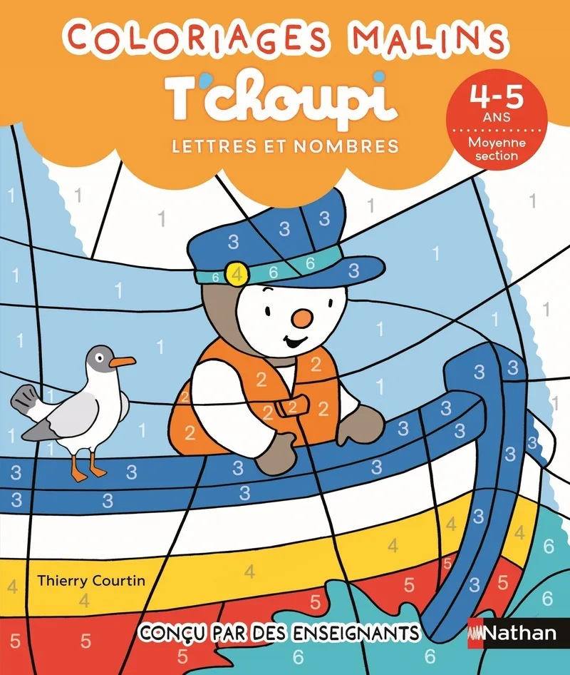 Couverture — T'choupi Lettres et nombres MS - Coloriages malins - 4-5 ans