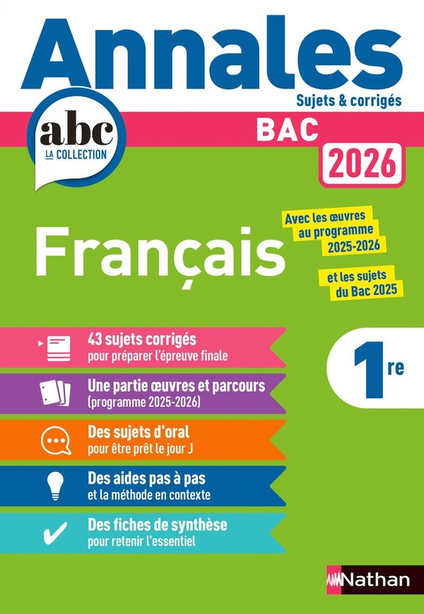 Annales ABC du bac ; sujets & corrigés : Français ; 1re (édition 2026)