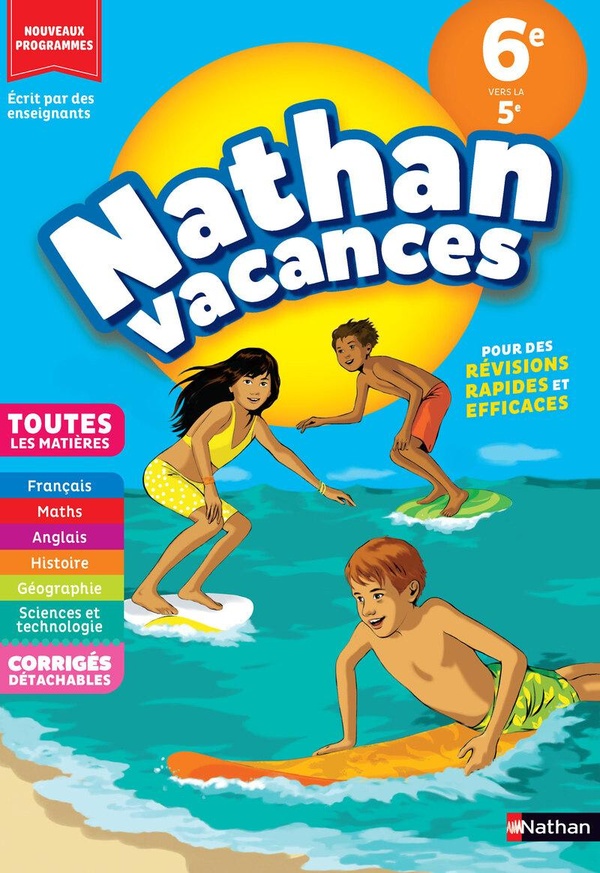 Couverture — Cahier de vacances 2026 de la 6e vers la 5e (11-12 ans) - Révisions complètes Toutes les matières - corrigés détachables - Nathan vacances
