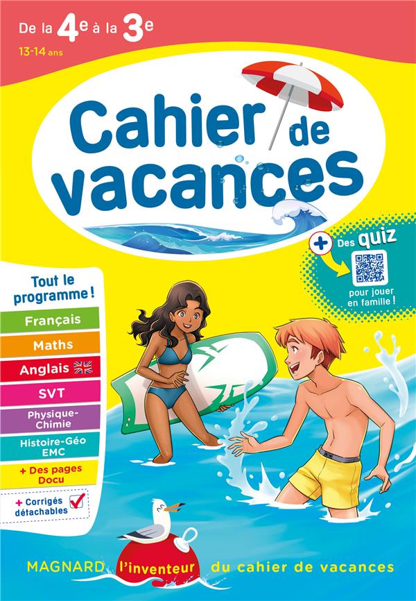 Cahier de vacances : de la 4e vers la 3e