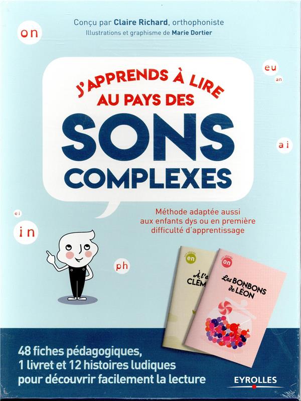 J'apprends à lire au pays des sons complexes ; 12 histoires ludiques (coffret ; 1 livret et 48 fiches)