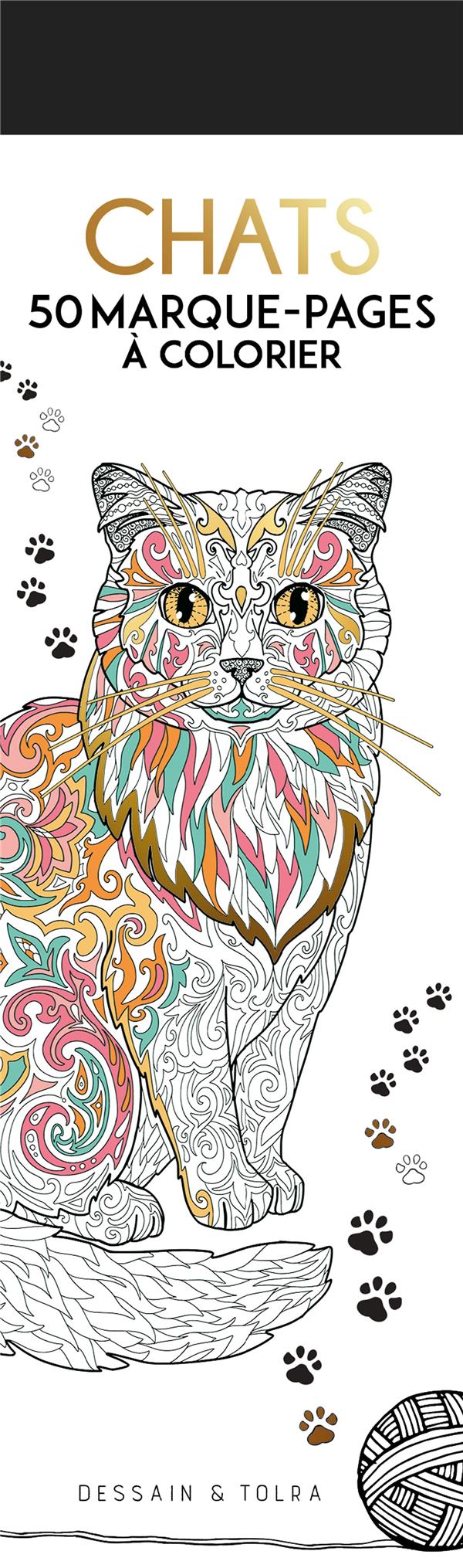 Chats ; 50 marque-pages à colorier