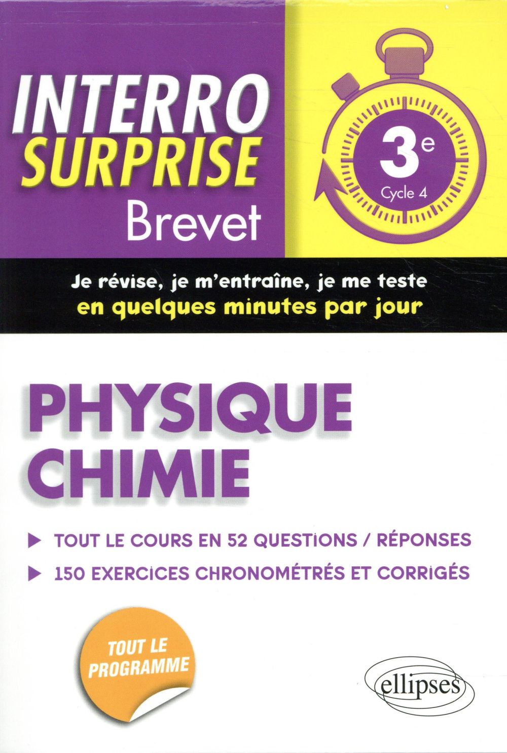 Couverture — Interro surprise : physique-chimie ; brevet ; 3e