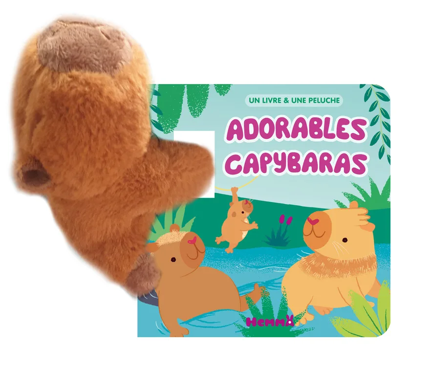 Couverture — Un livre & une peluche - Adorables capybaras