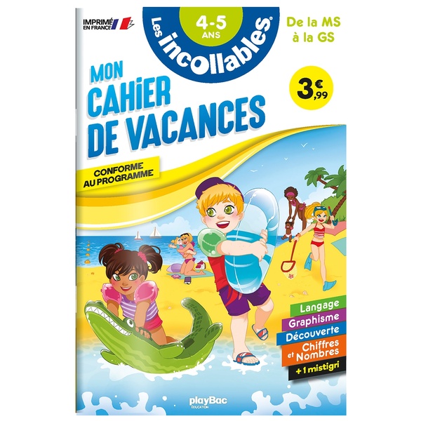 Couverture — Les incollables : mon cahier de vacances ; de la MS à la GS