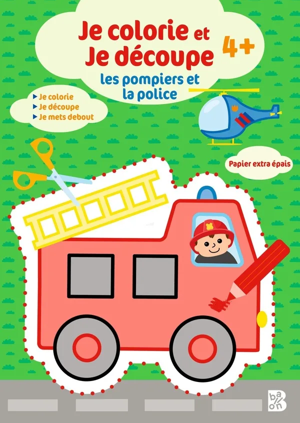 Couverture — Je colorie et je découpe - Les pompiers et la police