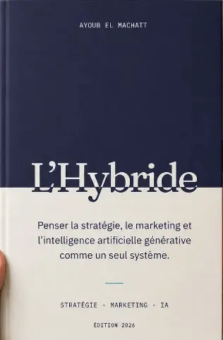 Couverture — L'HYBRIDE : penser la stratégie, le marketing et l'intelligence générative comme un seul système.