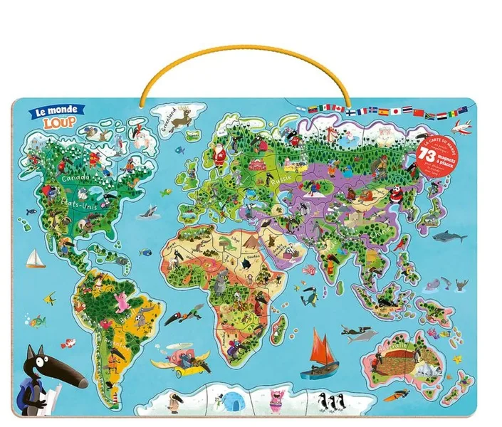 Couverture — Ma carte du monde magnétique en puzzle - Je découvre le monde avec Loup