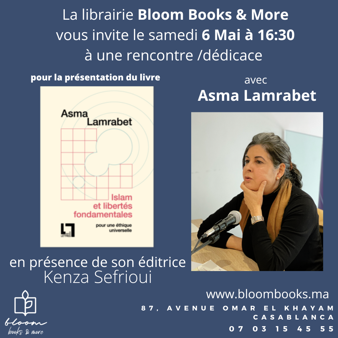 Rencontre / dédicace avec Mme Asma LAMRABET, Samedi 6 Mai à 16:30