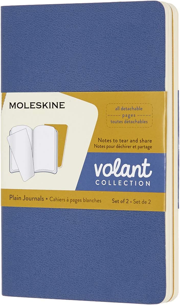 Cahier MOLESKINE volant poche blanc bleu-moutarde 2ex