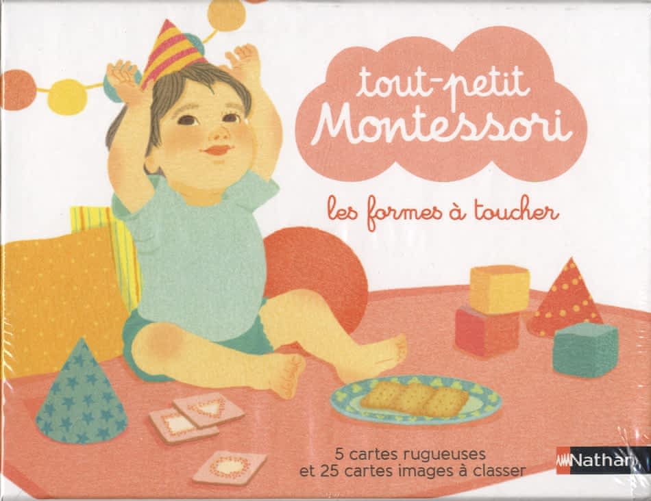 Les formes à toucher – Contient : 5 cartes rugueuses, 25 cartes images, 1 livret parent