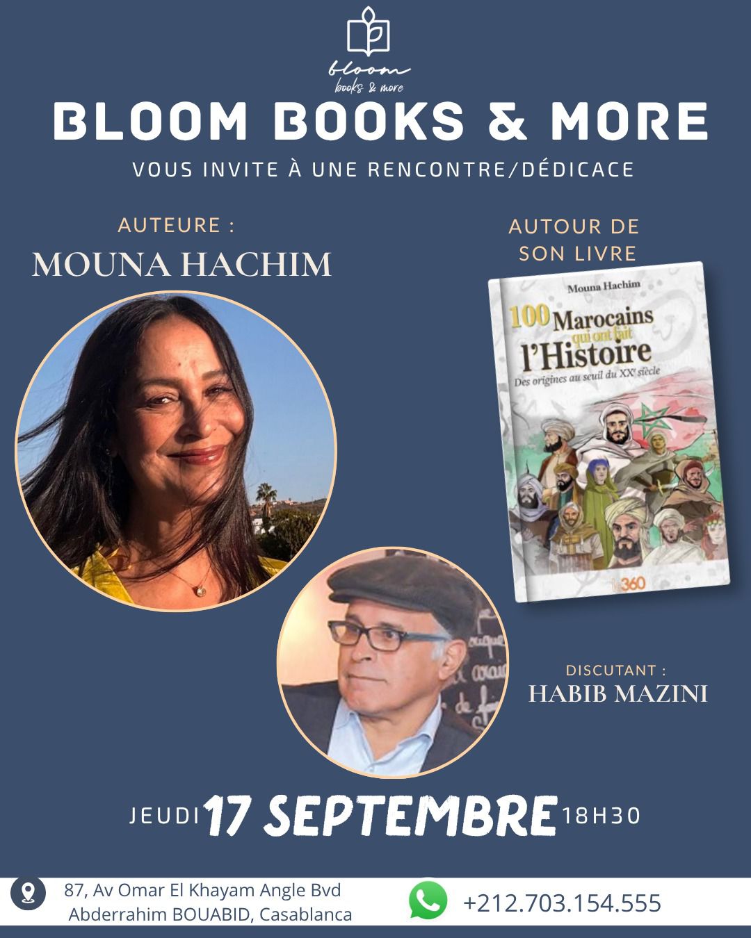 Rencontre dédicace avec Mouna Hachim autour de son livre 100 marocains qui ont fait l'histoire